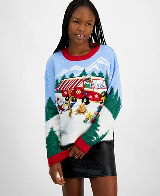 Hooked Up by Iot Juniors' Rv Camping Santa Sweater