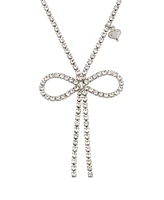 Betsey Johnson Faux Stone Bow Pendant Rhinestone Necklace