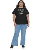 Karl Lagerfeld Paris Plus C'est La Vie Embellished T-Shirt, Created for Macy's