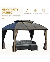 10'x12' Hardtop Gazebo Canopy with Aluminum Frame and Netting