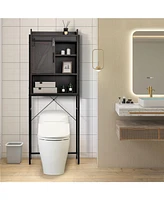Givimo 4-Tier Multifunctional Toilet Sorage Cabinet with Adjustable Shelf and Sliding Barn Door