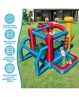 Costway Baseball Themed Jumping House Kids Bouncy Castle w/ 50 Ocean Balls & 735W Blower