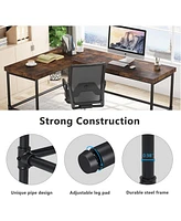 Tribesigns L Shaped Computer Desk, 67 inch Industrial Reversible Corner Desk for Home Office, Pc Laptop Study Writing Table Workstation with Metal Pip