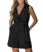 Cupshe Women's Knotted Sash V-Neck Romper