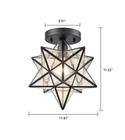 Moose Industrial Moravian Star Ceiling Light with Seeded Glass 12 inches