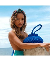 Azure Blue Naga Macrame Bucket Bag