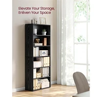 Open Bookcase With Adjustable Storage Shelves, Floor Standing Unit-6 Shelves
