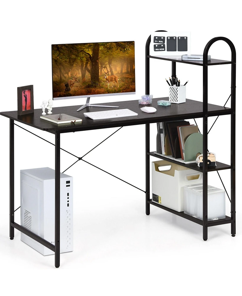 Gymax Reversible Computer Desk Study Workstation Home Office 4-tier Bookshelf