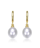 Rachel Glauber 14k Gold Plated Simulated Pearl Drop Earrings