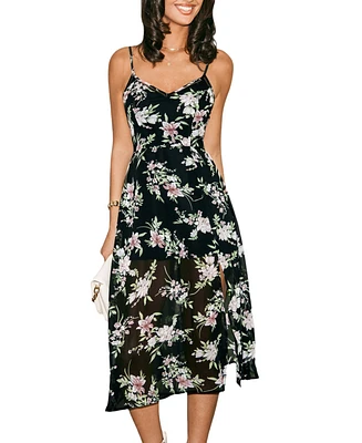 Cupshe Women's Midnight Floral Sleeveless Midi Beach Dress