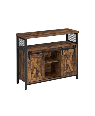 Slickblue Dining Storage Sideboard with Door, Rustic Brown