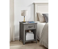 Slickblue Farmhouse Nightstands with Charging Station, Drawer, Open Compartment, Side Tables with Storage