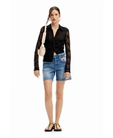 Desigual Women's Embroidered denim shorts