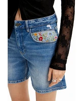 Desigual Women's Embroidered denim shorts