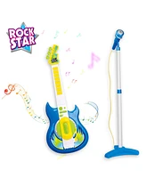 Contixo Pink Kids Guitar and Microphone Set - Adjustable Stand, Musical Toy