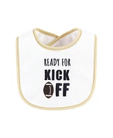 Hudson Baby Cotton Terry Drooler Bibs with Fiber Filling, Football, One Size