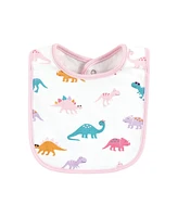 Hudson Baby Infant Girl Cotton Bibs, Cute-a-Saurus, One Size