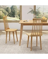Sugift Windsor Dining Chairs Set of 2 with High Spindle Back and Natural Rubber Wood Legs