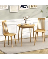 Sugift Windsor Dining Chairs Set of 2 with High Spindle Back and Natural Rubber Wood Legs