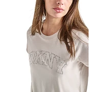 Dkny Women's Varsity Rhinestone-Logo Crewneck Top