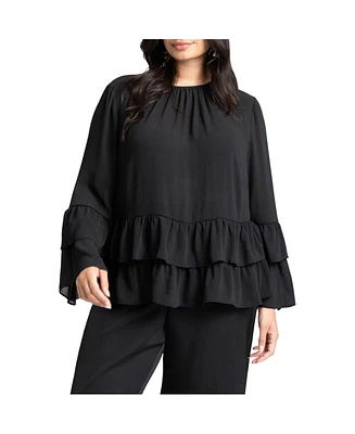 Eloquii Women's Tiered Ruffle Top