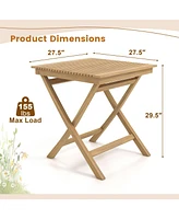 Vebreda 27.5 Inch Indonesia Teak Patio Bistro Table with Slatted Tabletop and Sturdy Wood Frame