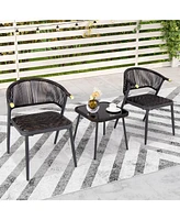 Vebreda 3 Pieces Patio Rattan Furniture Set for Backyard Poolside-Brown and Black