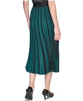 Karl Lagerfeld Paris Women's Striped Pleated Midi Skirt