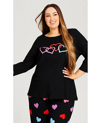 Avenue Plus Size Heart Print Top