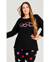 Avenue Plus Heart Print Top