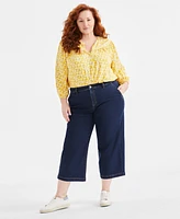 Style & Co Plus High Rise Wide-Leg Cropped Jeans, Exclusively at Macy's