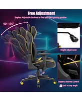 Sugift Ergonomic Gaming Chair with Adjustable Height and Reclining Backrest