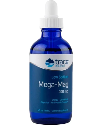 Trace Minerals Mega-Mag 400 mg Liquid Magnesium Chloride | Supports Normal Muscle Function | 30 Servings, 4 fl oz (1 Pack)