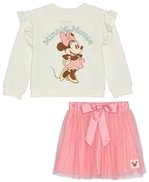 Disney Toddler & Little Girls Minnie Mouse Long Sleeve 2-Piece Skirt Set