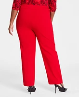 I.n.c. International Concepts Plus Mid-Rise Pull-On Straight-Leg Pants