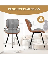 Sugift Set of 2 Armless Dining Chair Modern Accent Chairs with Curved Backrest