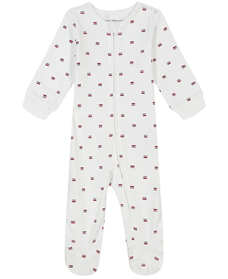 Tommy Hilfiger Baby Boy Flag-Logo Print Footed Coverall