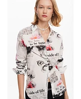 Desigual Women's Floral text shirt