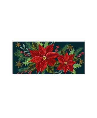 Evergreen Happy Holidays Poinsettia Sassafras Indoor Outdoor Switch Doormat 1'10"x10" Multicolored