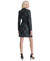 Dkny Women's Plaid-Print Long-Sleeve Jacket-Dress