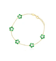 The Lovery Malachite Daisy Bracelet 14K Gold