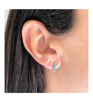 The Lovery Turquoise Bead Bar Stud Earrings 14K Gold