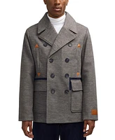 Scotch & Soda Men's Izak Double Breasted Peacoat with Removable Fleece Collar