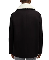 Scotch & Soda Men's Izak Double Breasted Peacoat with Removable Fleece Collar