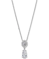 Eliot Danori Silver-Tone Cubic Zirconia Double Drop Necklace 16" + 2" extender