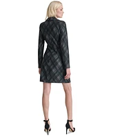 Dkny Petite Plaid-Print Notch-Collar Blazer Dress