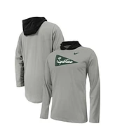 Nike Big Boys and Girls Gray Michigan State Spartans Sideline Performance Long Sleeve Hoodie T-Shirt