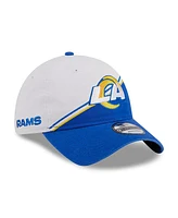 New Era Big Boys and Girls White/Royal Los Angeles Rams 2023 Sideline 9TWENTY Adjustable Hat