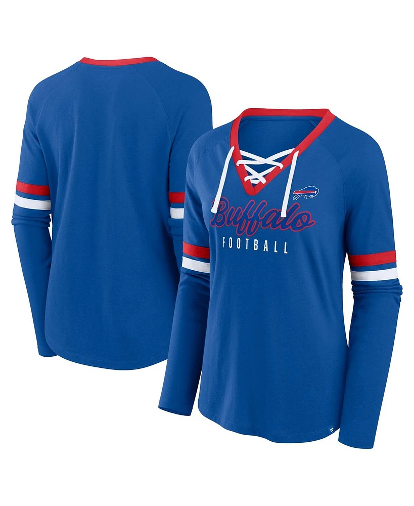 Fanatics Women's Royal Buffalo Bills Won and Done Lace-Up Long Sleeve Fashion Top