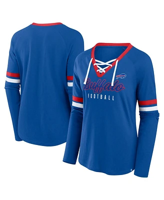 Fanatics Women's Royal Buffalo Bills Won and Done Lace-Up Long Sleeve Fashion Top